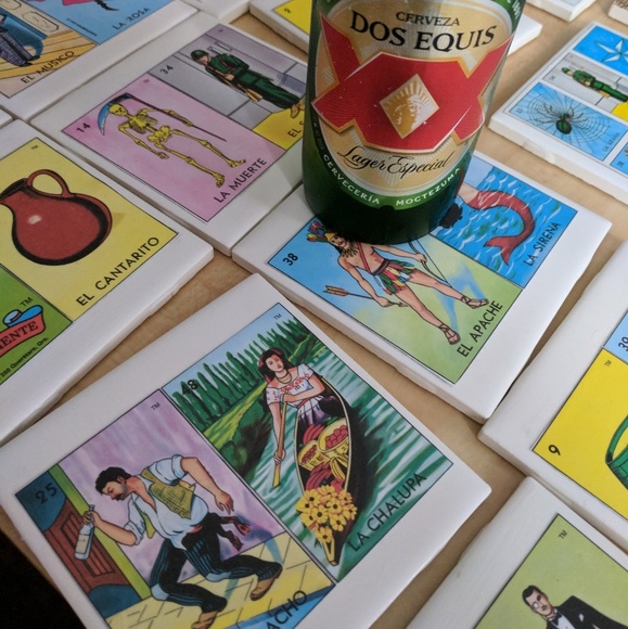 ✨Beautiful handmade Loteria Coasters 🇲🇽set of 4 - Picture 3 of 4